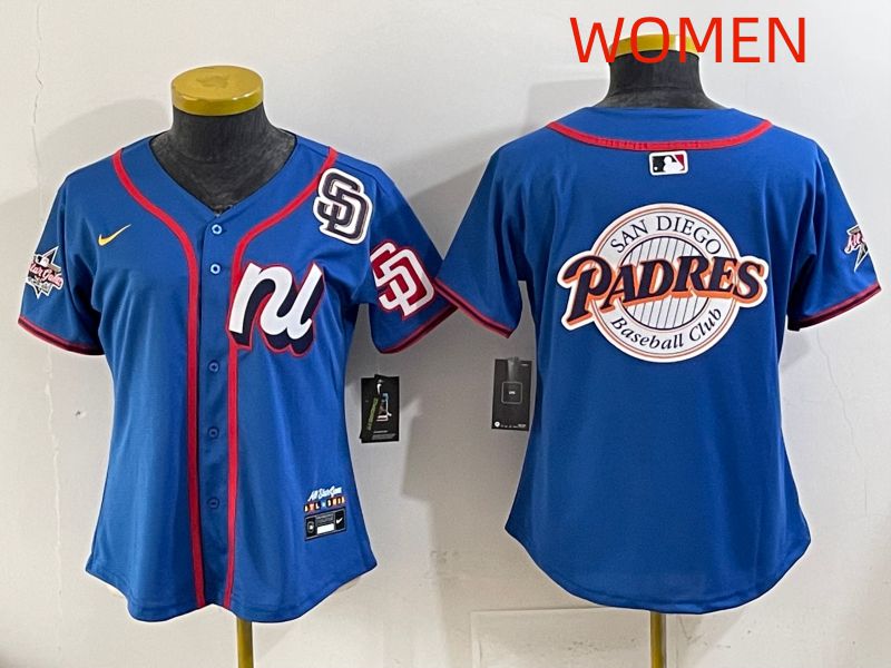Women 2025 San Diego Padres Blank Blue All star Nike MLB Jersey style 06